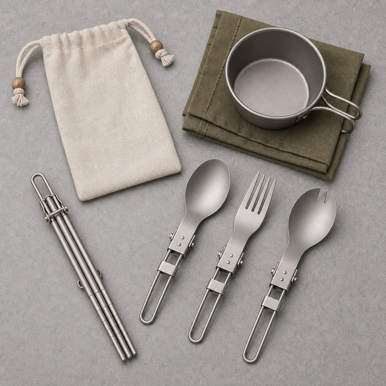 hcl titanium spork utensil set 03 flatlay